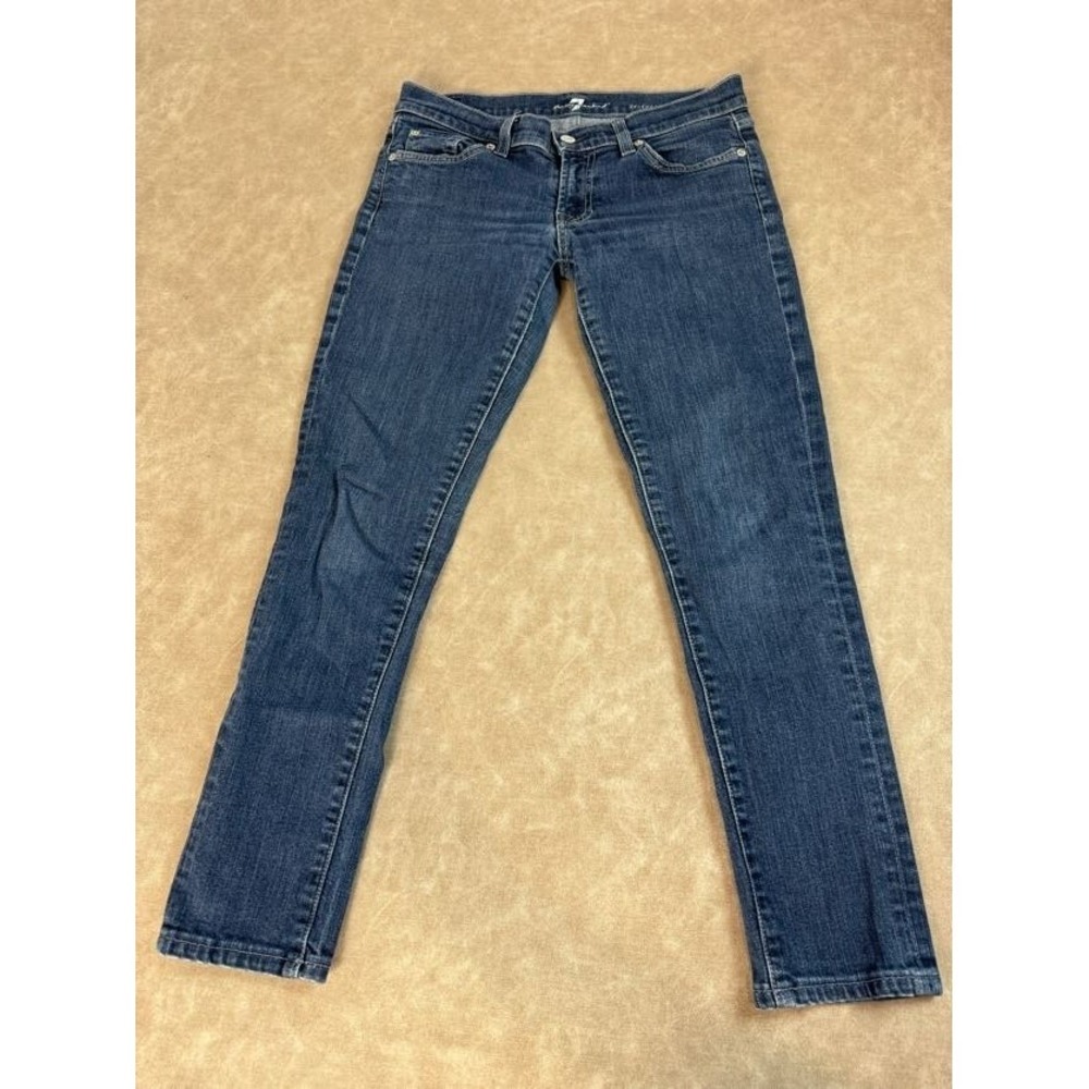 7 For All Mankind Roxanne Womens Stretch Denim Jean Low Rise Slim Fit Blue 28